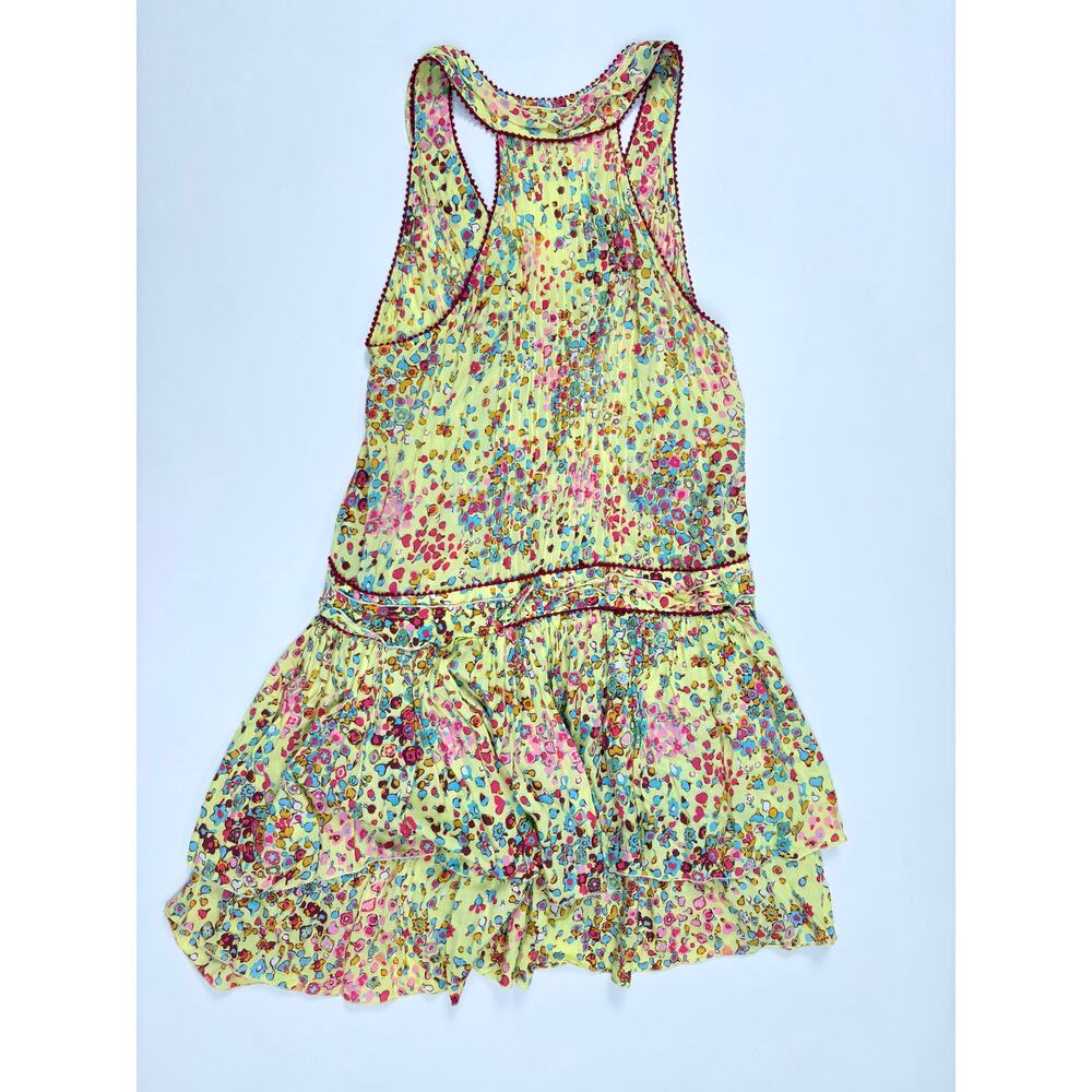 Poupette St Barth Yellow Floral Ruffle Mini Dress Racerback Resort Boho Coastal - Picture 12 of 15